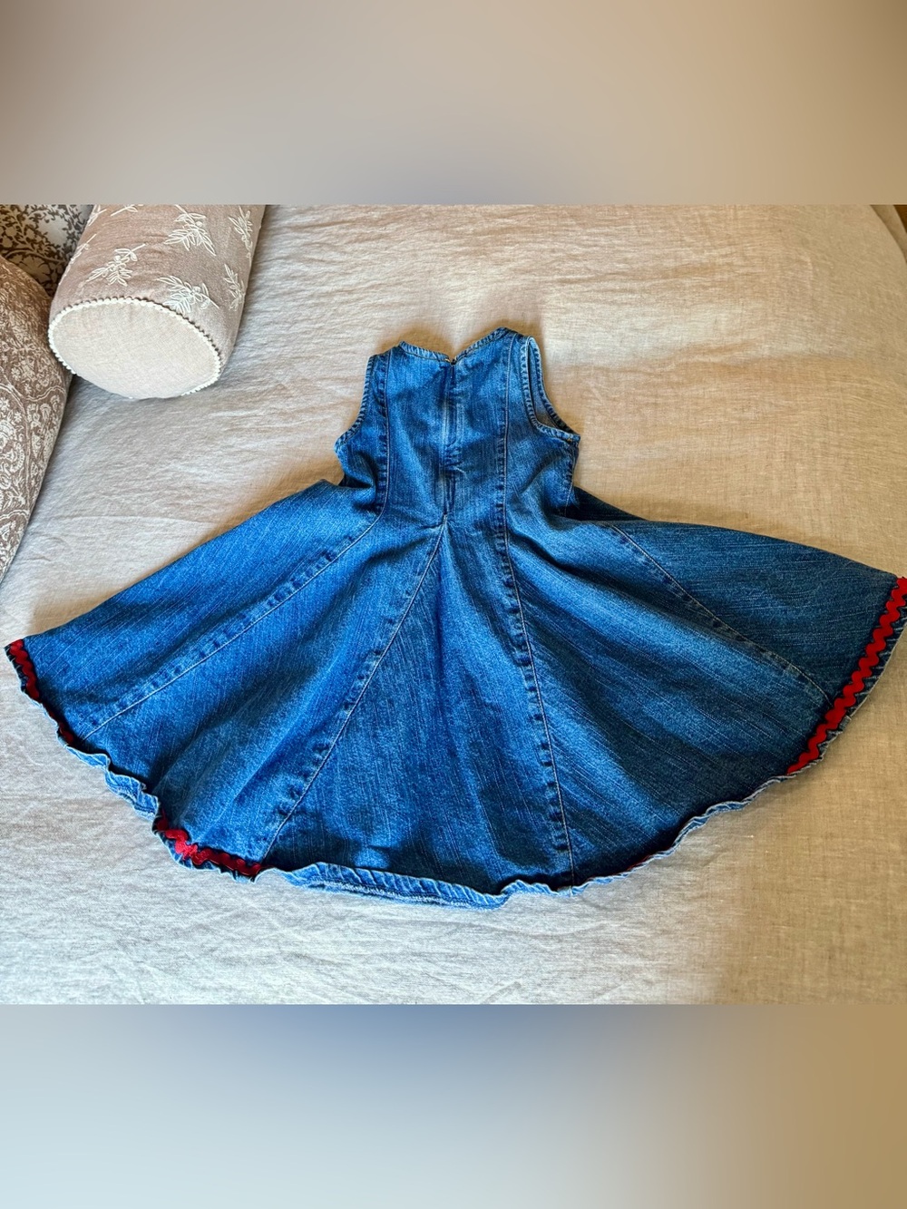 Vintage Baby Crew 100% Cotton Denim Blue Jean Fit and Flare Dress 3T Girls - Picture 2 of 4